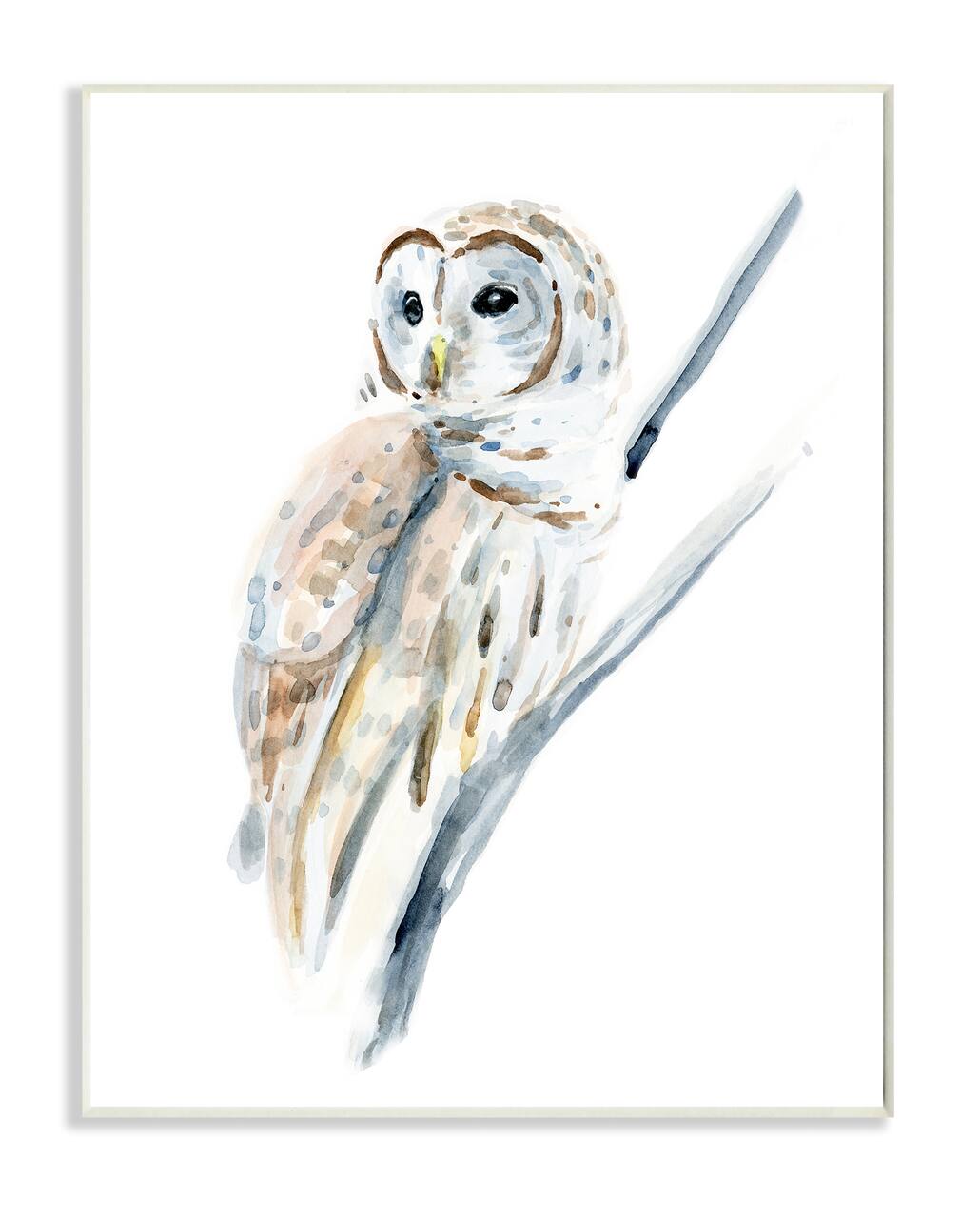 Stupell Industries Soft Arctic Owl Perched On Minimal Branch Wall Art